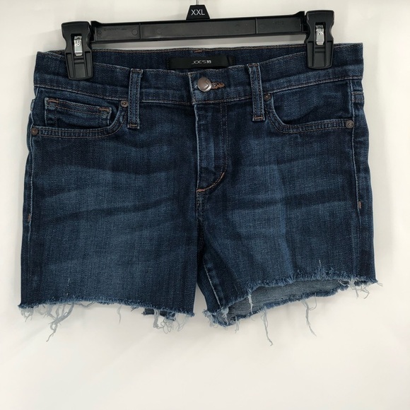 JOE'S JEANS Denim Cutoff Shorts Raw Hem 26 Dark Wash Medium Wash Stretch Denim - Picture 2 of 8